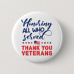 Honouring All Who Served Military Flag Thank You V 6 Cm Round Badge