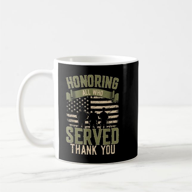 Honouring All Who Served Thank You Veterans Day US Coffee Mug (Left)