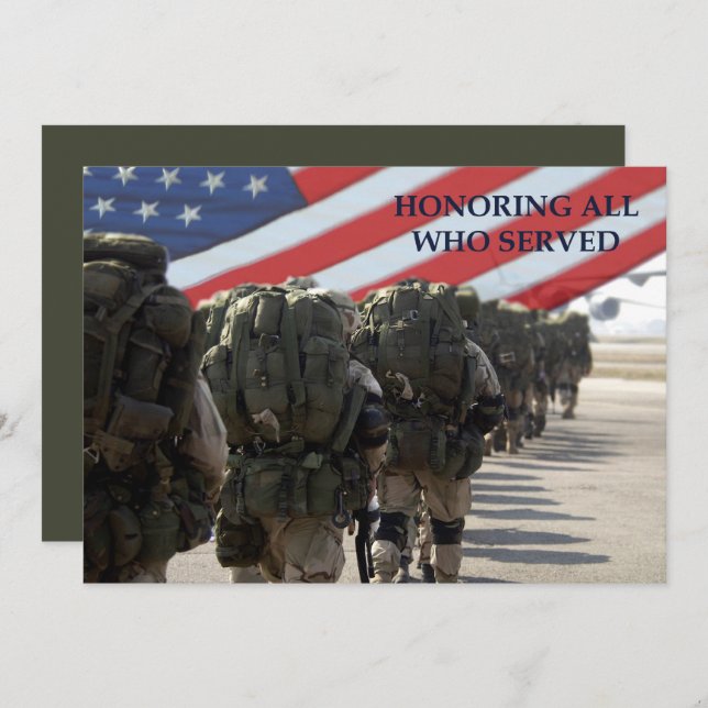 Honouring all who served. Veterans Day Flat Cards (Front/Back)