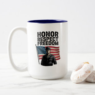 Honouring Heroes Veteran Day Patriotic Design Two-Tone Coffee Mug