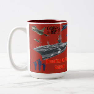 Honouring mighty military brick red Two-Tone coffee mug