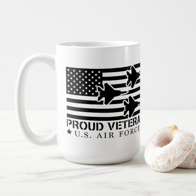 Honouring Service: US Air Force Veteran Coffee Mug (With Donut)