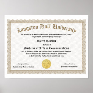 Honours College or University Diploma Replica Poster