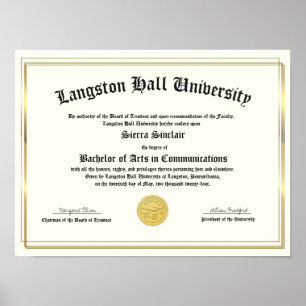 Honours College or University Diploma Replica Poster
