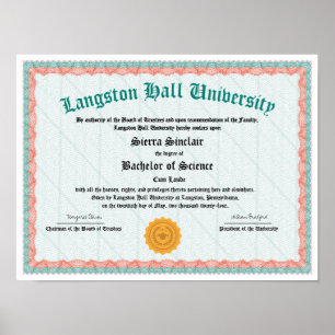 Honours College or University Diploma Replica Poster