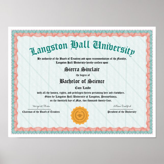 Honours College or University Diploma Replica Poster (Front)