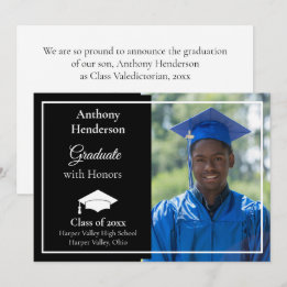 Honours Graduation Announcement White Cap and Phot