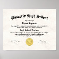 Honours High School Diploma Replica