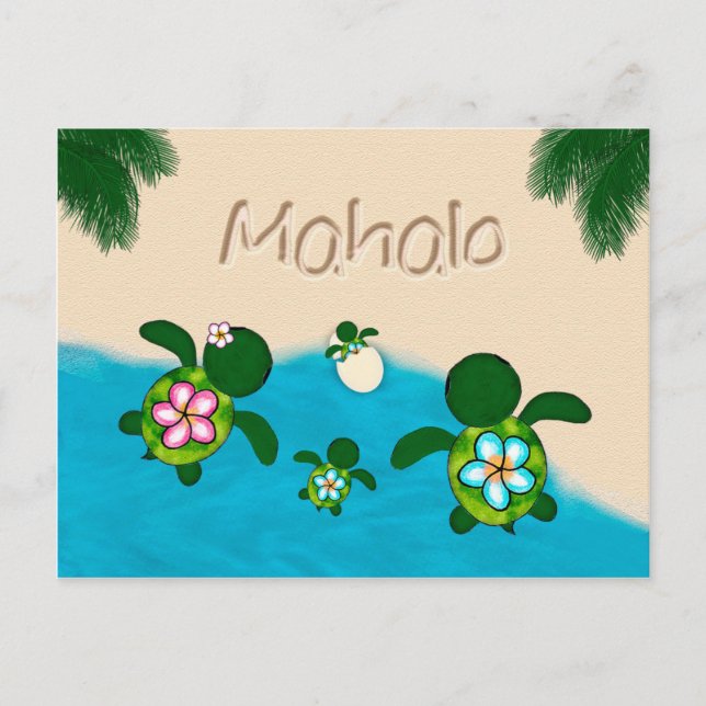 Honu Baby BOY Sea TURTLE Thank You Boys Blue #281 Postcard (Front)