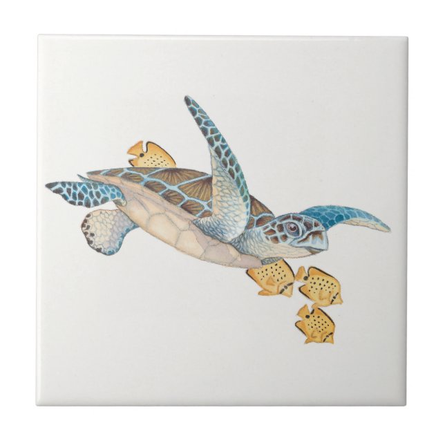 Honu (Green Sea Turtle) Ceramic Tile (Front)