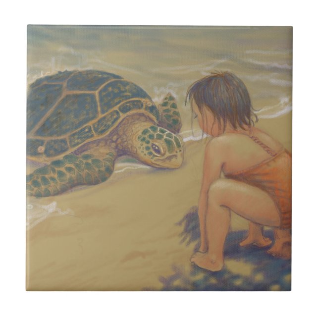 Honu (Green Sea Turtle) Greetings Tile (Front)