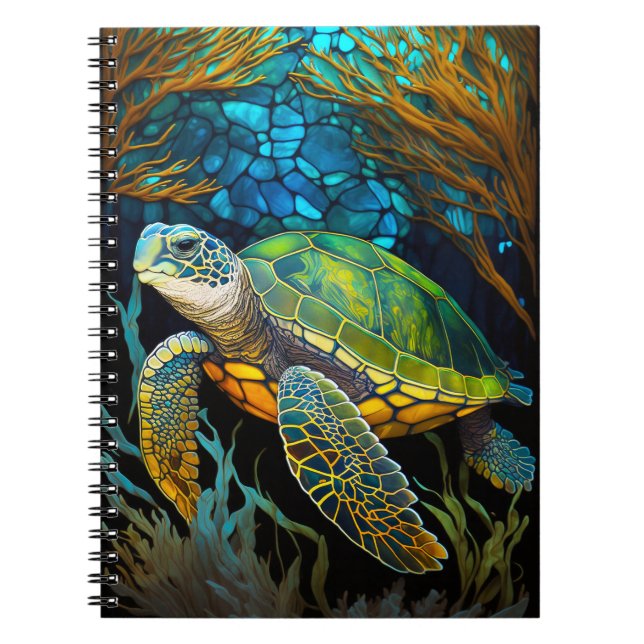 Honu Haven Stained Glass Water Notebook (Front)