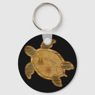 Honu Hawaiian Map Key Ring