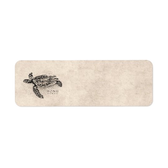 Honu Hawaiian Sea Turtle on Vintage Parchment Return Address Label