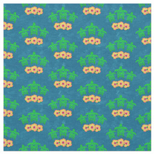 Honu Hawaiian Tribal Green Sea Turtles Fabric