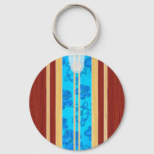 Honu Hawiian Faux Wood Surfboard Key Ring
