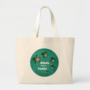 Honu Sea Family_circle Large Tote Bag