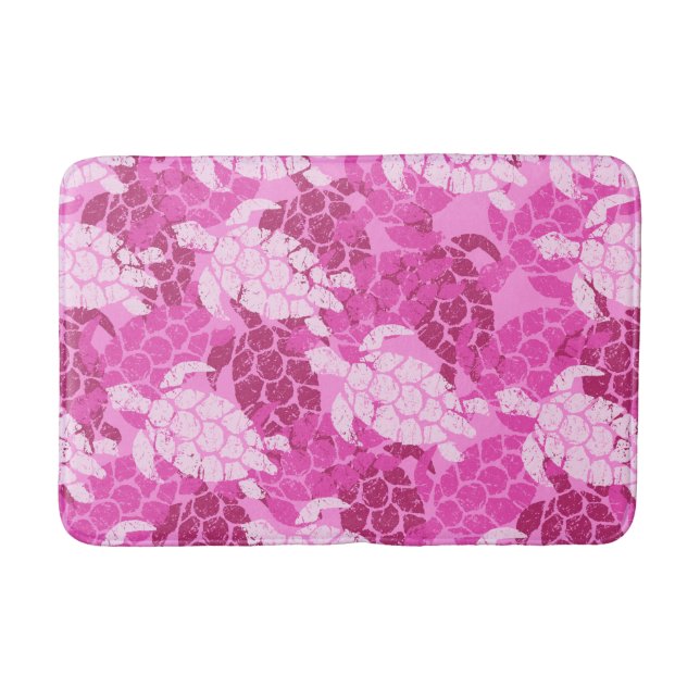 Honu Sea Turtle Hawaiian Aloha  Pink Bath Mat (Front)