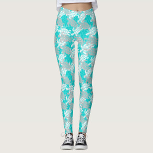 Honu Sea Turtle Hawaiian Aloha Seafoam Leggings