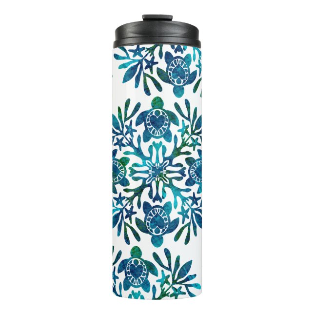 Honu sea turtle hawaiian quilt pattern thermal tumbler (Front)
