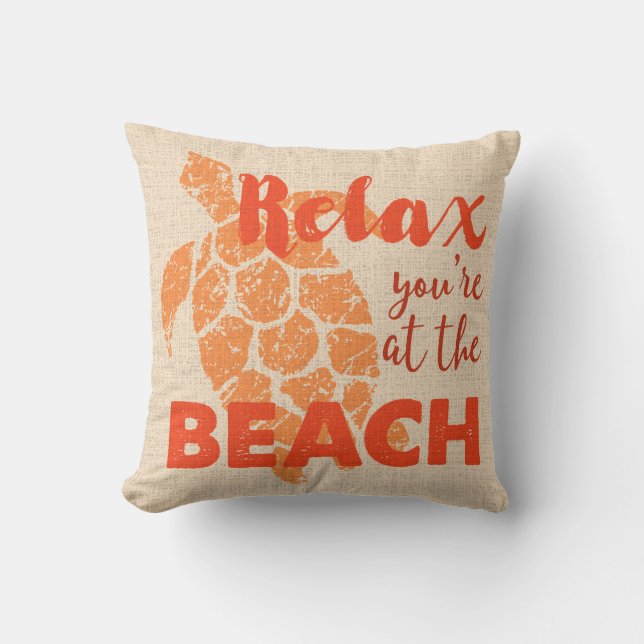 Honu Sea Turtle Hawaiian Relax Beach Reversible Cushion (Front)