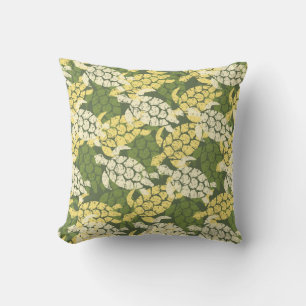Honu Sea Turtle Hawaiian Reversible Outdoor Olive Outdoor Cushion