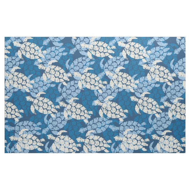 Honu Sea Turtle Hawaiian Tapa -Indigo Fabric (Fat Quarter)