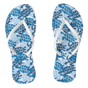 Honu Sea Turtle Hawaiian Tapa Indigo Thongs