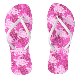 Honu Sea Turtle Hawaiian Tapa Pink Thongs
