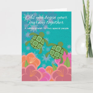 Honu Swimming Turtles Wedding Congratulations Card