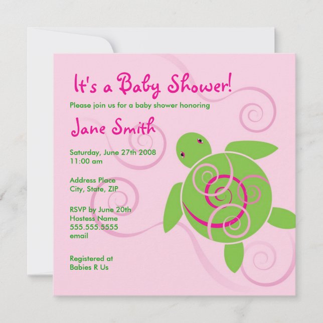 Honu Swirls Baby Shower or Birthday Invitation (Front)