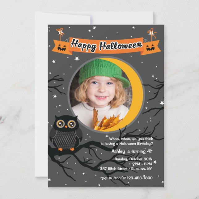 Hoo Hoo Photo Halloween Invitation (Front)