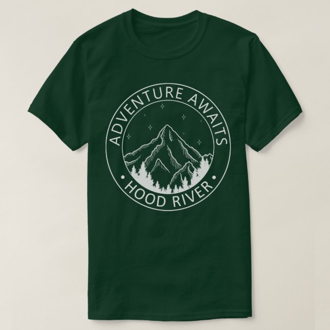 Hood River Oregon USA Adventure Awaits T-Shirt (Design Front)