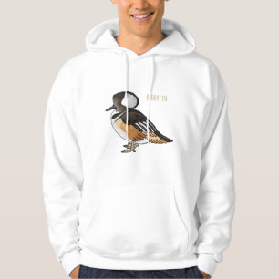 Hooded merganser bird cartoon illustration Hoodie