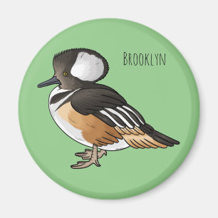  Hooded merganser bird cartoon illustration  Magnet