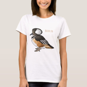 Hooded merganser bird cartoon illustration T-Shirt