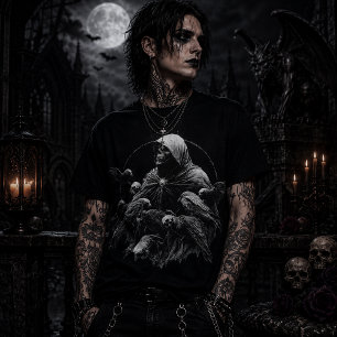 Hooded Skeleton with Birds T-Shirt