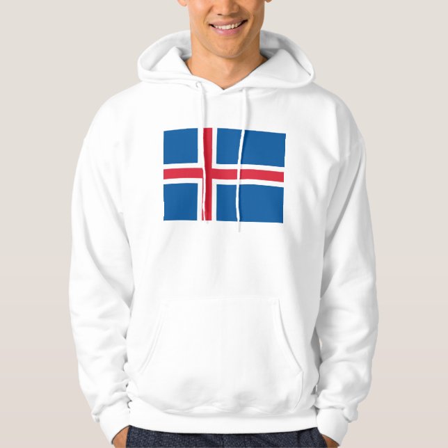 Hooded Sweatshirt with Flag of Iceland (Front)
