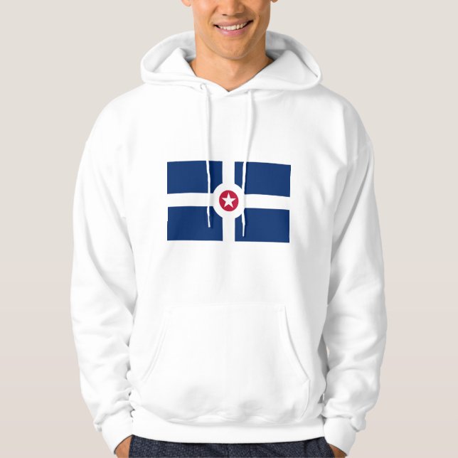 Hooded Sweatshirt with Flag of Indianapolis, USA (Front)