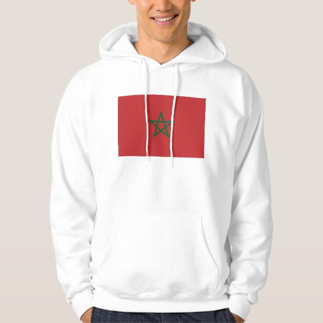 Hooded Sweatshirt with Flag of Morocco (Front)