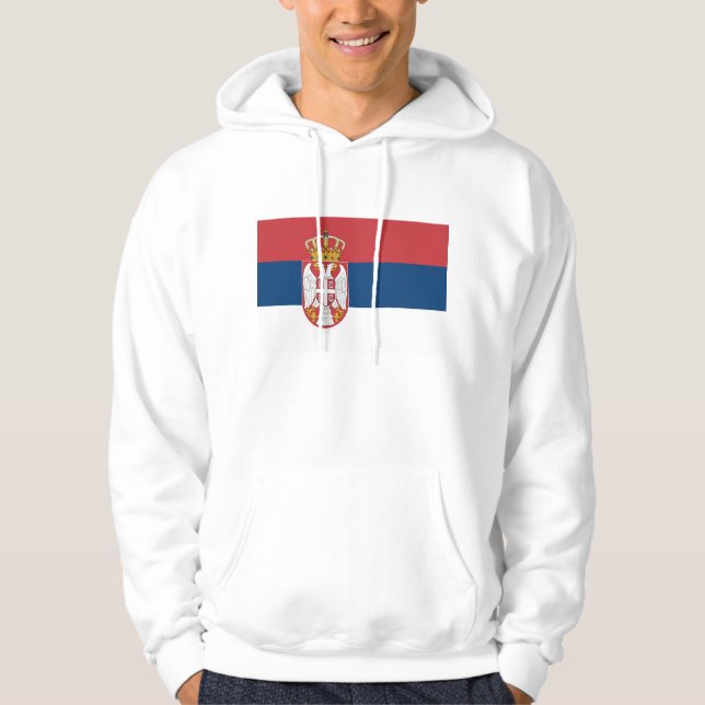 Hooded Sweatshirt with Flag of Serbia (Front)