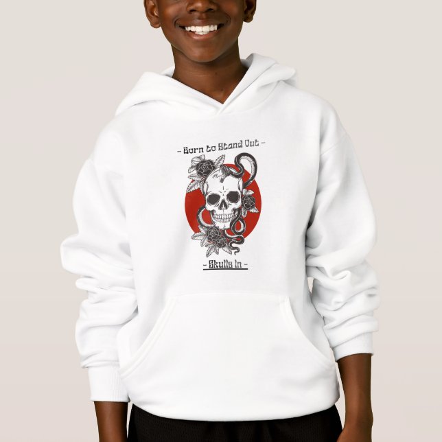 hoodie with skull design. (Front)