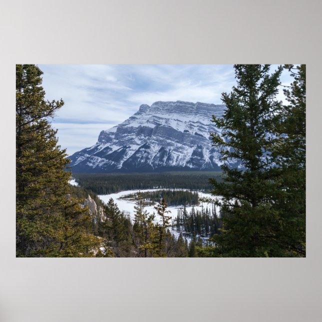  Hoodoos and Snowy Tunnel Mountain, Alberta Poster (Front)