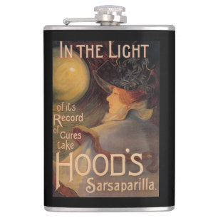 Hood's Sarsaparilla Promotional Poster Hip Flask