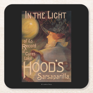 Hood's Sarsaparilla Promotional Poster Square Paper Coaster