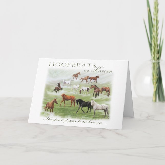 Hoofbeats in Heaven - Horse Sympathy Card (Front)