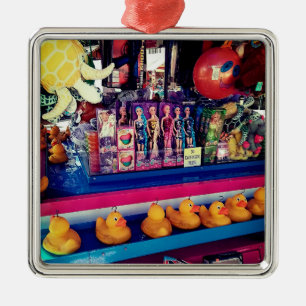 Hook a duck metal ornament
