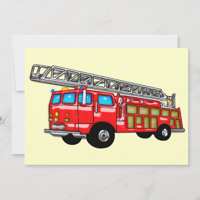 Hook and Ladder Fire Engine Invitation (Front)