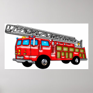 Hook and Ladder Fire Engine Poster