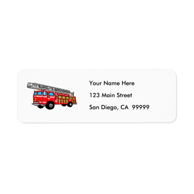 Hook and Ladder Fire Engine Return Address Label (Front)